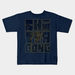 Chittagong, Bangladesh City Map Typography - Gold Art Deco Kids T-Shirt